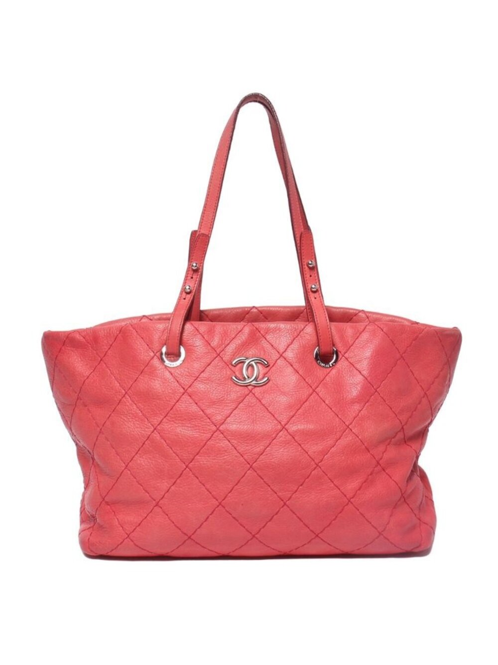 Chanel Tote Shoulder Bag Silver on the Road Wild Stitch